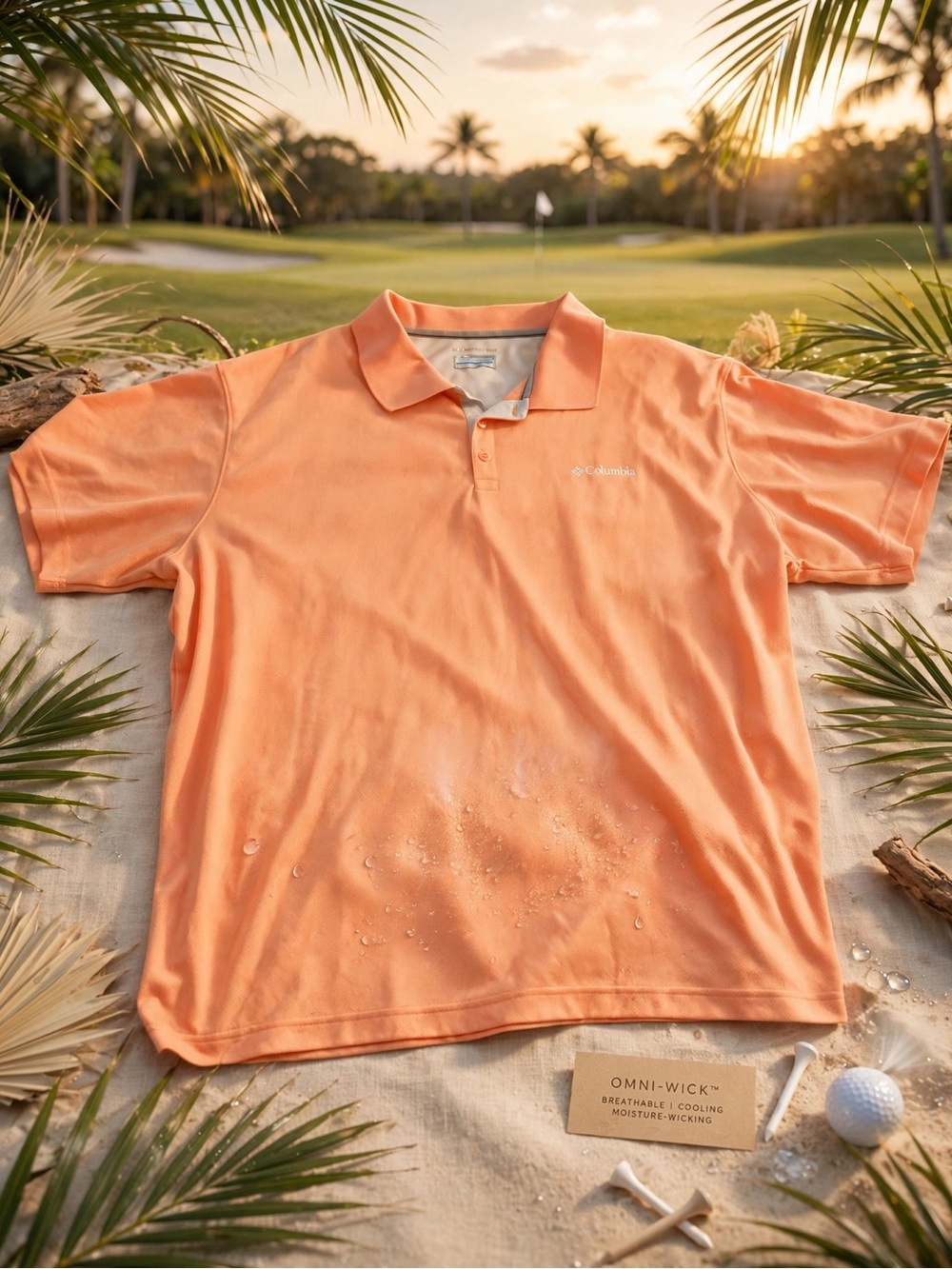 Columbia Omni-Wick Polo - Men’s XL - Peach Orange - Golf Resort Performance
